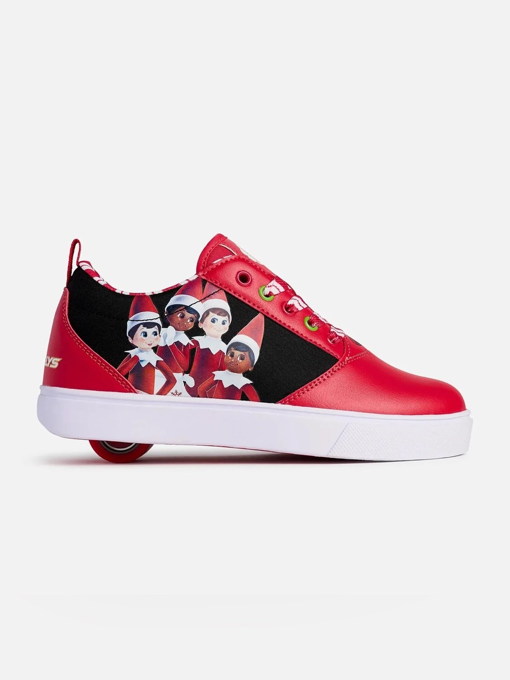 Heelys Red and Black Elf Print Holiday Roller Shoes Size 3 NWT